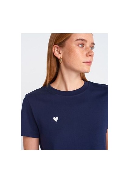 30584 Bisiklet Yaka Pamuklu T-Shirt-Lacivert fırsatları