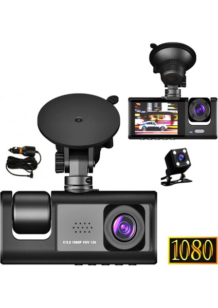 1080P Ön-Arka 3 Kameralı 1.2”hd Ekran ve G Sensörlü Akıllı Araç Kamerası -S1-