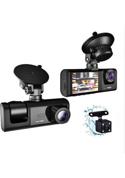 1080P Ön-Arka 3 Kameralı 1.2”hd Ekran ve G Sensörlü Akıllı Araç Kamerası -S1- modelleri