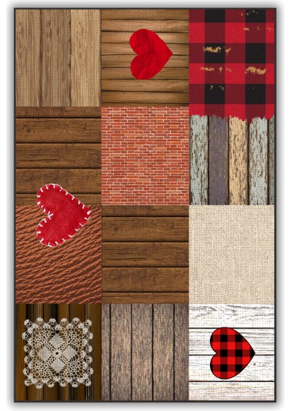 Patchwork Halı Kalpli Halı Parke Görünümlü Halı Kumaş Görünümlü Dijital Baskılı Halı fiyatları