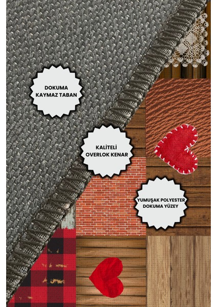 Patchwork Halı Kalpli Halı Parke Görünümlü Halı Kumaş Görünümlü Dijital Baskılı Halı indirimleri
