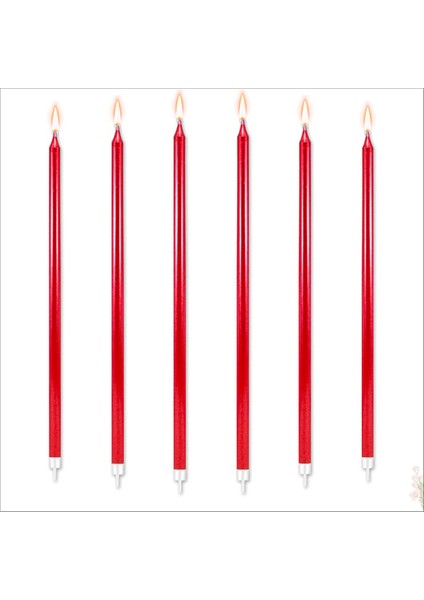 Metalik Kırmızı Pasta Mumu 6'lı Doğum Günü Pasta Candle fiyatları