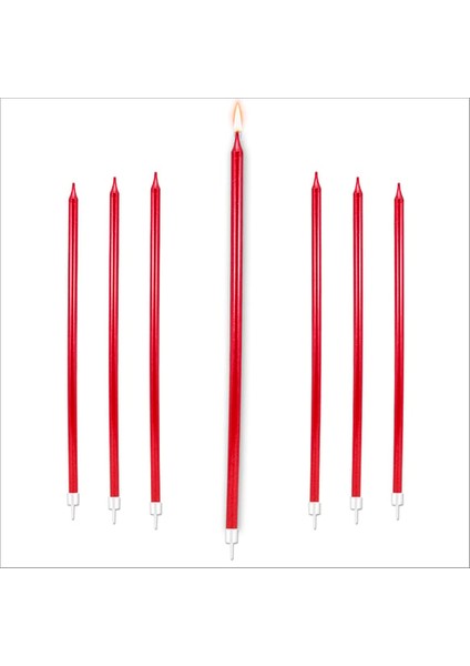 Metalik Kırmızı Pasta Mumu 6'lı Doğum Günü Pasta Candle modelleri