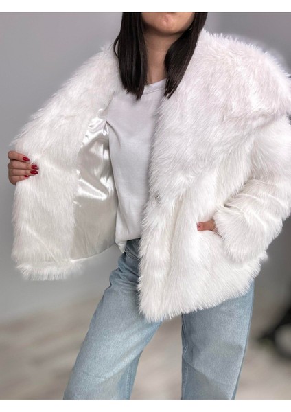 Robin Kadın Çıt Çıtlı Premium Kısa Oversize Suni Kürk Mont modelleri