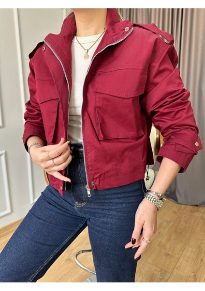 Keyymod Kadın Çift Cep Apolet Detaylı Dik Yaka Oversize Astarlı Mont indirimleri