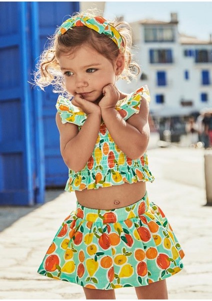 Kız Baskılı Etekli Takım 1-3 Yaş Mavi