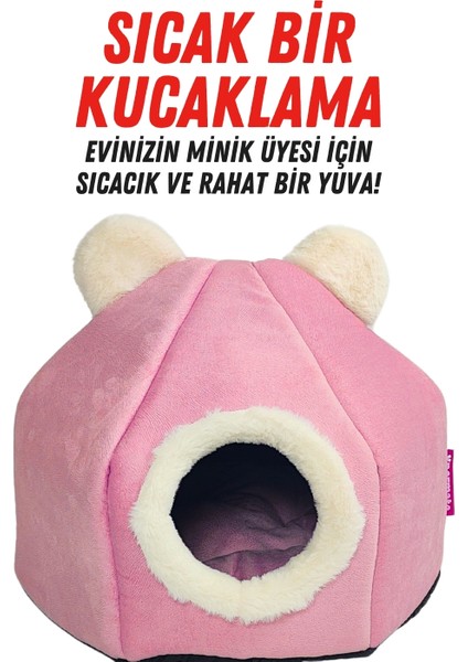 Kedi Evi, Kedi Yuvası, Kedi Yatağı Taşınabilir Pembe
