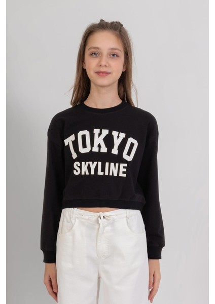 Kız Çocuk Tokyo Sweatshirt 9-14 Yaş Siyah