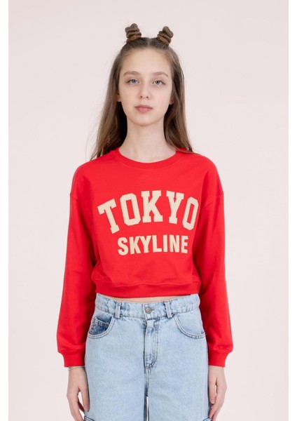 Kız Çocuk Tokyo Sweatshirt 9-14 Yaş Kırmızı
