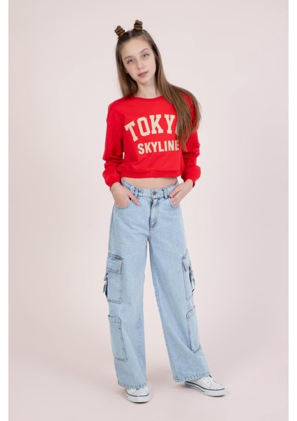 Kız Çocuk Tokyo Sweatshirt 9-14 Yaş Kırmızı modelleri