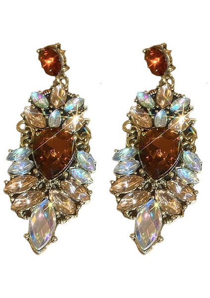 Gümüş Iğne Yüksek Dereceli Yanıp Sönen Renkli Elmas Su Damlası Küpe Küpe Niş Işık Lüks Mizaç Küpe Kadınlar Için (Yurt Dışından) fiyatları