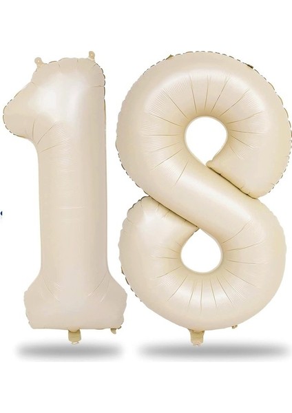 Krem Bej 18 Rakam Folyo Balon 80 cm
