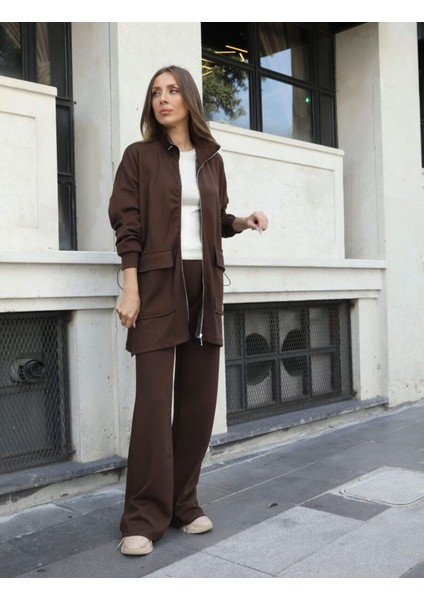 Kadın Oyshoo Kumaş Uzun Üstlü Bel Büzgülü Pantolonlu Ikili Takım fiyatları