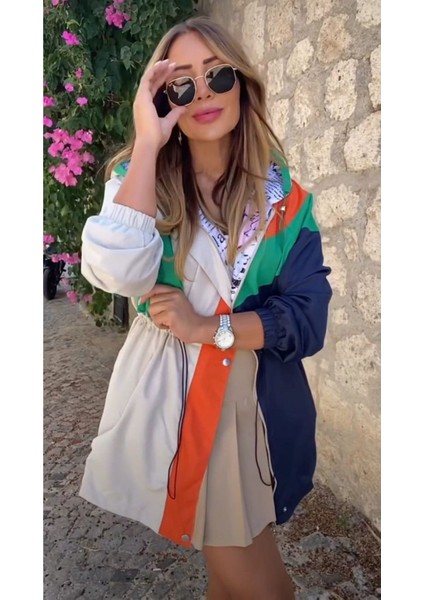 Jeans Kadın Astarlı Çok Renkli Basen Boy Yağmurluk modelleri