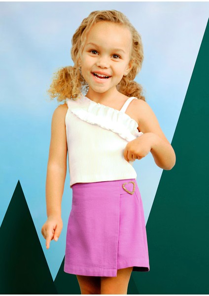 Kız Çocuk Şort Etek 4-8 Yaş Pembe