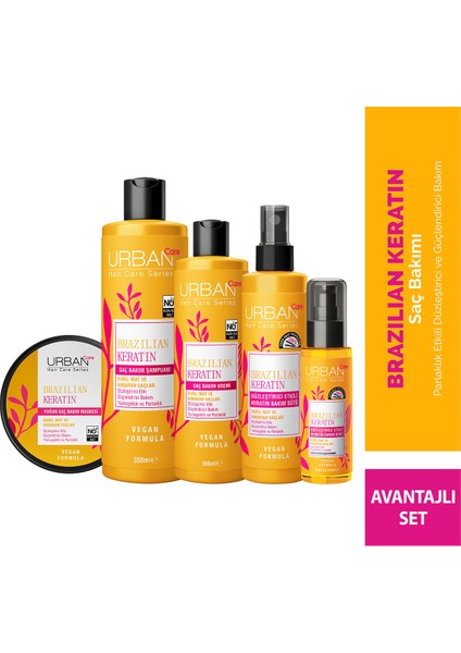 Brazilian Keratin Düzleştirici Etkili Saç Bakım Seti 5'li Set-Vegan