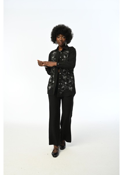 Kadın Oversıze Kalıp Nakışlı Gömlek modelleri