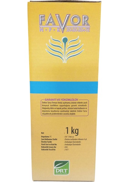 Favor Npk 20-20-20+Te 1kg Harmanlanmış Yaprak Gübresi