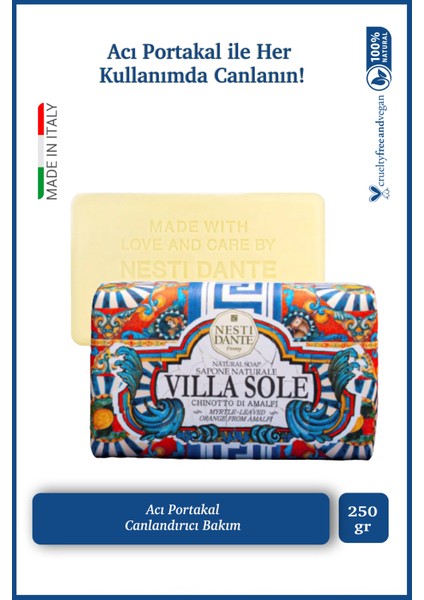 Villa Sole Chinotto Di Amalfi Katı Sabun 250gr | Canlandırıcı Ve Antioksidan | Acı Portakal Özü