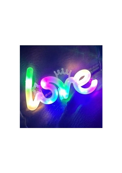 Neon Love Yazılı LED Işık ✨ 3 Işık Ayarlı Renk Geçişli Adaptör ve Piller Dahil