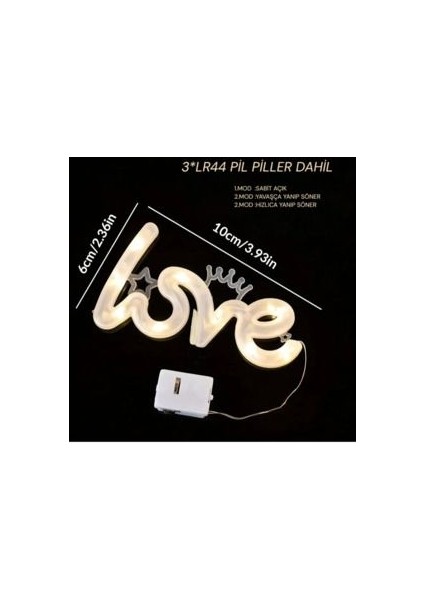 Neon Love Yazılı LED Işık ✨ 3 Işık Ayarlı Renk Geçişli Adaptör ve Piller Dahil fiyatları