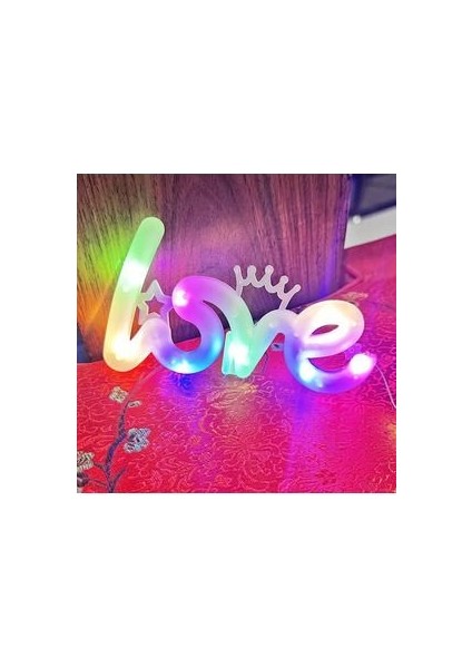 Neon Love Yazılı LED Işık ✨ 3 Işık Ayarlı Renk Geçişli Adaptör ve Piller Dahil fırsatları