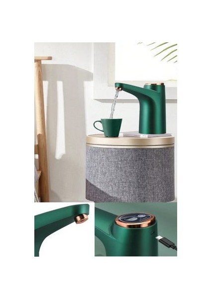 Akıllı Metalik Yeşil (600ML) Damacana Su Pompası Otomatik Şarjlı Damacana Su Pompası