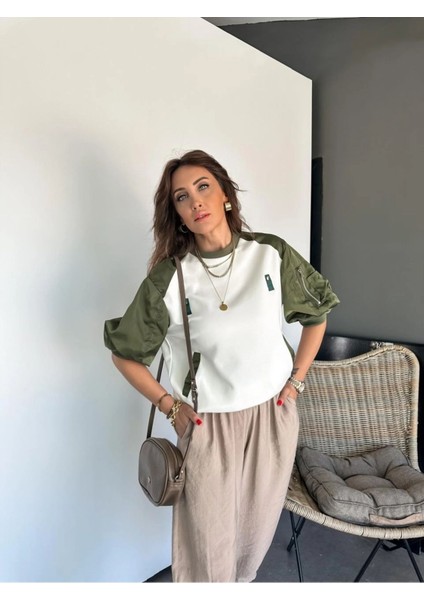 Klein Kadın Premium Kalite Fakir Kol Paraşüt Garnili Cepli Pamuk Sweat