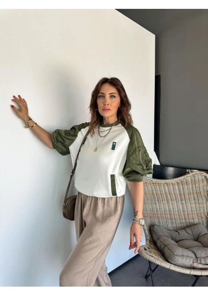 Klein Kadın Premium Kalite Fakir Kol Paraşüt Garnili Cepli Pamuk Sweat fiyatları