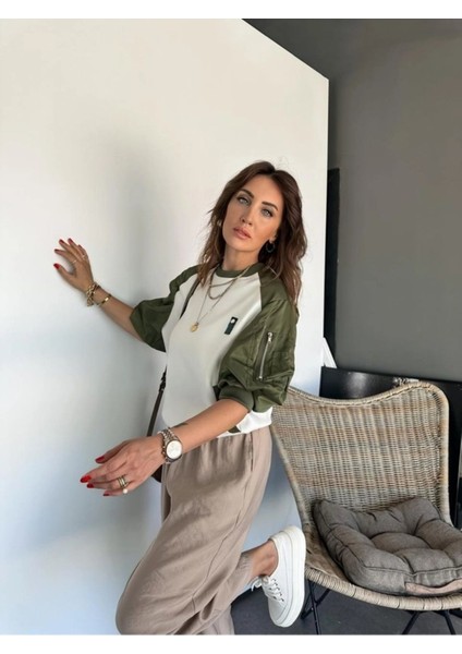 Klein Kadın Premium Kalite Fakir Kol Paraşüt Garnili Cepli Pamuk Sweat modelleri