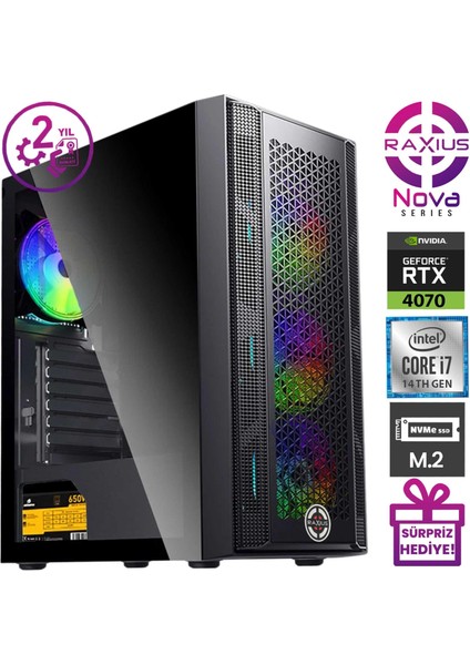 Nova G1 I7 4070-14KF I7-14700KF 16 GB 512SSD RTX4070 Windows 11 Pro Gaming Masaüstü Bilgisayar