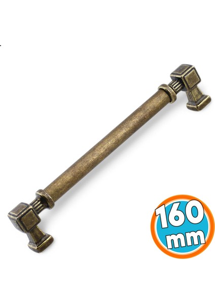 Mobilya Mutfak Çekmece Dolap Kulpları 16 cm Antik Sarı Eskitme Metal 160 mm