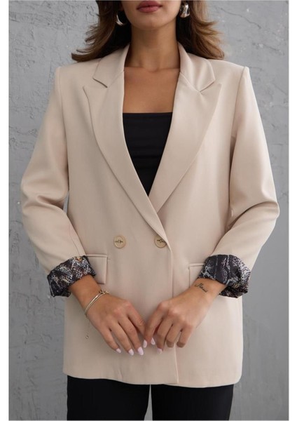 Robin Kadın Leopar Astarlı Klasik Blazer Ceket modelleri