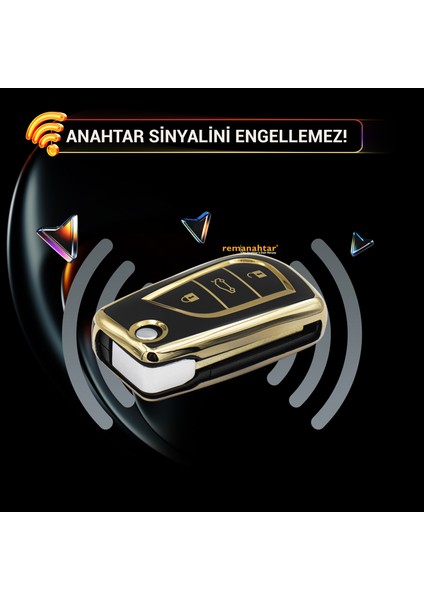 Corolla Auris 3 Buton Sustalı Silikon Anahtar Kılıfı Siyah