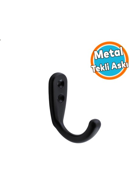 Duvar Vestiyer Çanta Elbise Askısı Siyah Banyo Mutfak Kıyafet Asma Kulp Dolap Askılık Askılığı
