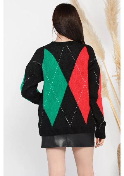 Desenli Kadın Bisiklet Yaka Triko Kazak modelleri