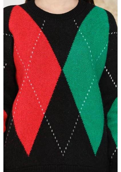 Desenli Kadın Bisiklet Yaka Triko Kazak fırsatları