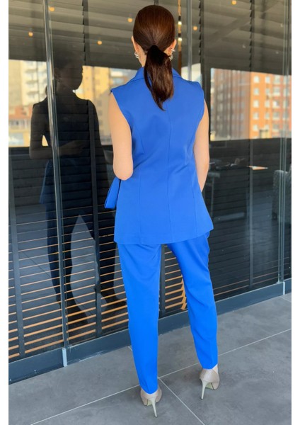 Broş Detaylı Bel Kuşaklı Kadın Yelek Pantolon Ikili Takım fırsatları