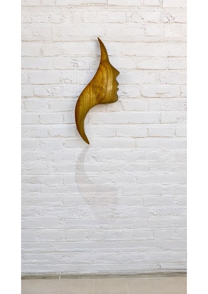El Yapımı Ahşap Oyma Kadın Yüzü Figürü Duvar Dekoru 10,5 x 29 cm fırsatları