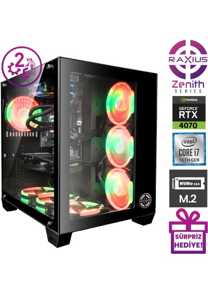 Zenith Z1 I7 4070-147KF014 I7-14700KF 32 GB 2 TB SSD RTX4070 Windows 11 Pro Gaming Masaüstü Bilgisayar