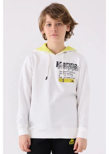 Erkek Çocuk Kapüşonlu Sweatshirt 5-16 Yaş Beyaz