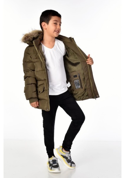 Natürel Kürklü Erkek Çocuk Şişme Mont 51246 fiyatları