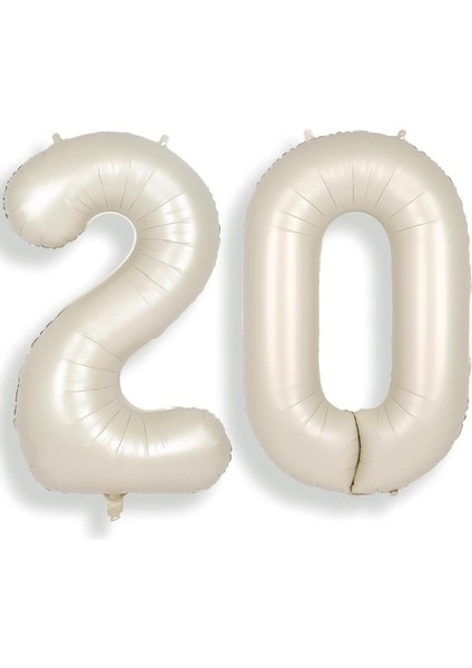 Krem Bej 20 Rakam Folyo Balon 80 cm