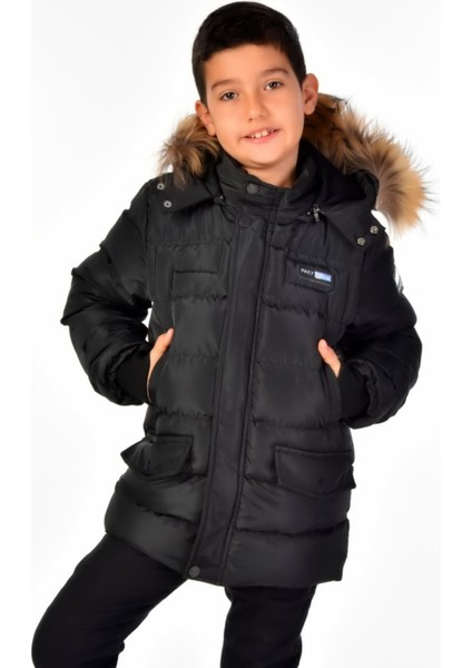 Natürel Kürklü Erkek Çocuk Şişme Mont 51246