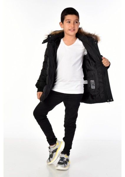 Natürel Kürklü Erkek Çocuk Şişme Mont 51246 modelleri