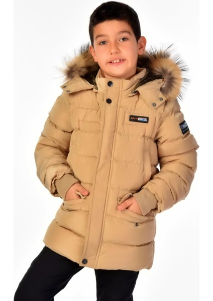 Natürel Kürklü Erkek Çocuk Şişme Mont 51246