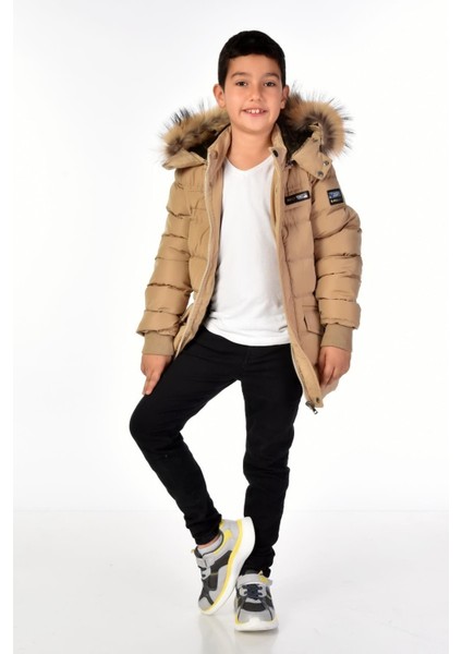 Natürel Kürklü Erkek Çocuk Şişme Mont 51246 fiyatları