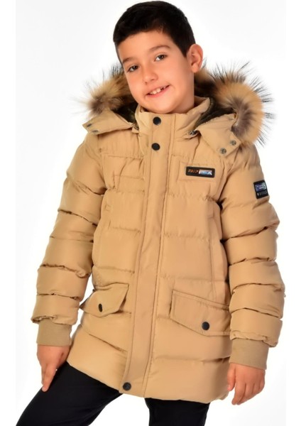 Natürel Kürklü Erkek Çocuk Şişme Mont 51246 fırsatları