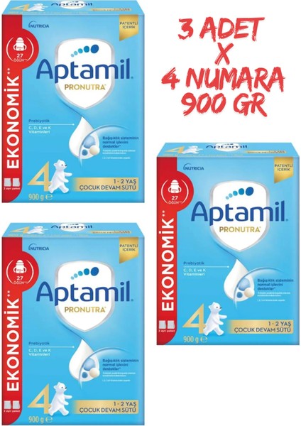 Pronutra 4 Devam Sütü 900 gr 1-2 Yaş 3 Adet