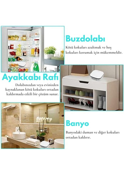 Taşınabilir Buzdolabı Koku Giderici Hava Sterilizatörü Ofis Araç Negatif Iyon Hava Temizleme modelleri